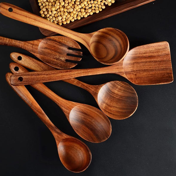 Wooden Spoons for Cooking,12 Wood Kitchen Utensils Set with Comfort Grip4