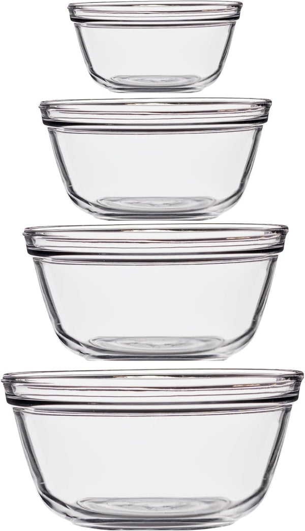 4 Piece Glass Mixing Bowls Set – Durable, Microwave, Oven, and Dishwasher Safe – Perfect for Prep, Mixing, Serving, and Storage – Made in USA1