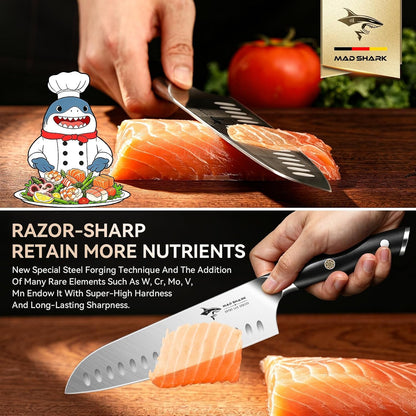 8" Santoku Kitchen Chef Knife, Forged German High Carbon Steel3