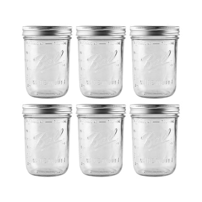 '- 16 Oz Wide Mouth Glass Mason Jars | 6 Pack Jars with Airtight Lids | Large Glass Jar for Food Storage with Lids | Ideal for Canning, Fermentation, Pickling, Kombucha Brewing1