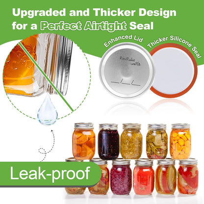 150PCS Canning Lids Regular Mouth(2.76In/70Mm), Upgraded Leak-Proof Mason Jar Lids for Ball/Kerr Jars, Split-Type Lid with Perfect Airtight Seal, Canning Jars Lids, Food Grade Material3