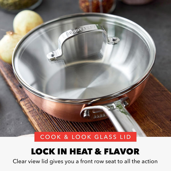 X Bobby Flay 8 Piece Copper Clad Pots & Pans, Induction Ready Cookware, Measurement Markings, Stainless Steel Base & Interior, Oven Safe to 500˚F9