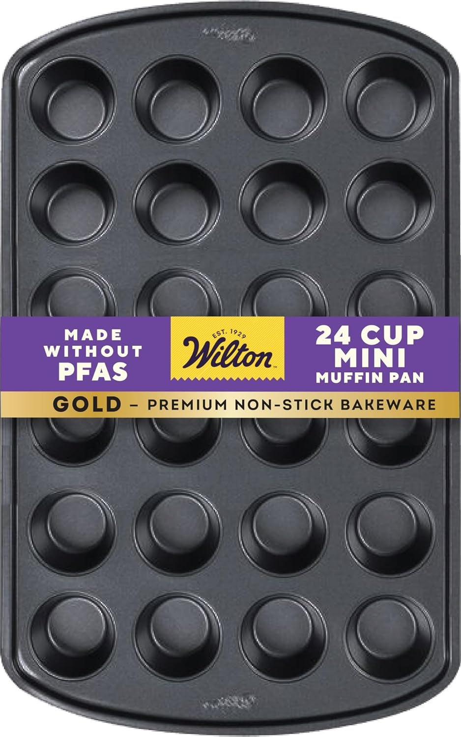 gold-non-stick-muffin-pan-made-without-pfas-24-cup-non-stick-steel-with-scratch-resistant-coating-resists-warping-extended-handles-dishwasher-safe-perfect-for-cupcakes