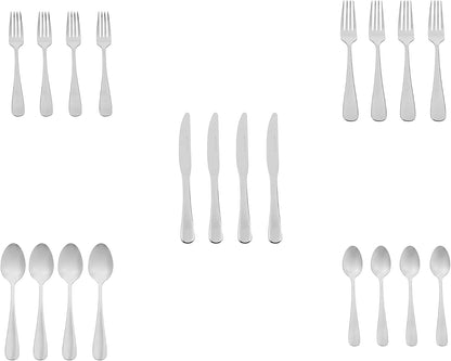 Silverware Set, Stainless Steel Flatware, Dishwasher Safe, Service for 4, 20-Piece Forks and Spoons, round Edge, Everyday Use5
