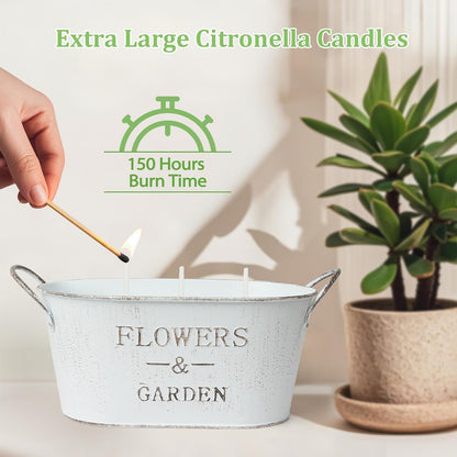 Citronella Candles Outdoor, 30Oz Large Citronella Candles for Patio Yard Home, 3-Wick Natural Soy Wax Lemongrass Scented Candle, 150 Hours Long Lasting Burning Candle for Garden Balcony Camping5