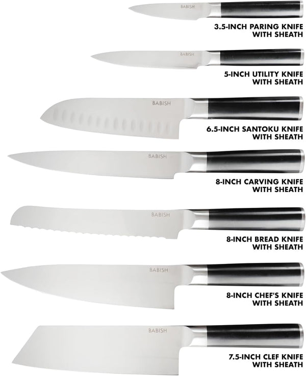 14-Piece Full Tang Forged Kitchen Knife Set – High-Carbon 1.4116 German Steel Cutlery with Protective Sheaths – Professional Chef Knife Set3