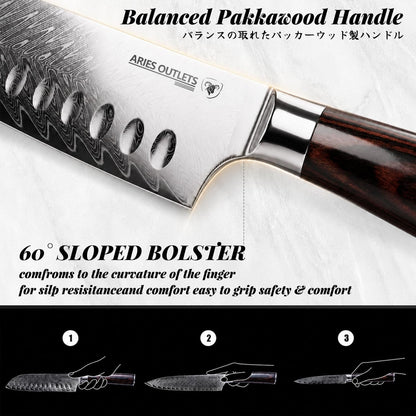 6 Piece Japanese Kitchen Knife Set, VG10 Core Damascus Knives | Professional Chef Knife Set, Ultra Sharp 67-Layer Forged Steel, 15° Edge, Ergonomic Pakkawood Handles and Gift Box6