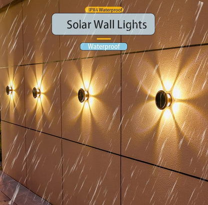 2 Pack 12 LED Solar Fence Lights，Wall Lamp with Floral Theme,Solar Wall Lights Outdoor Waterproof for Fence, Garden, Courtyard, Balcony, Terrace, Porch.4