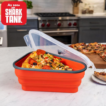 The Perfect ™ - Reusable Pizza Storage Container with 5 Microwavable Serving Trays - Bpa-Free Adjustable Pizza Slice Container to Organize & save Space, Red5