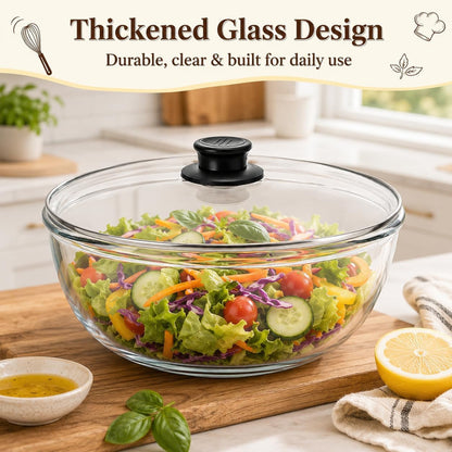 6 QT Large Glass Mixing Bowl with Lid, High Borosilicate Thickened Dough Bowl for Sourdough Bread Making, Baking, Salad Prep, Microwave Oven Safe2