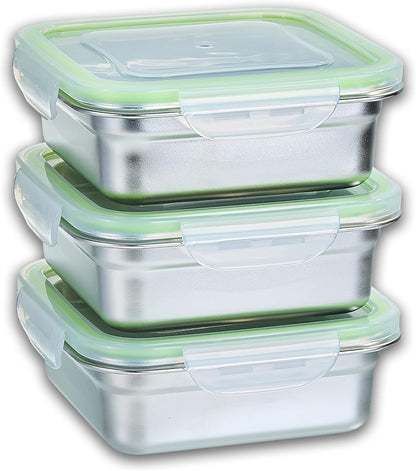 Set of 3 Stainless Steel Sandwich Containers - Food Grade Metal Base with a BPA Free, Leakproof & Airtight Sealed Lid. Great for Sandwiches, Snacks, Meal Prep & Food Storage - Sandwich Box.2