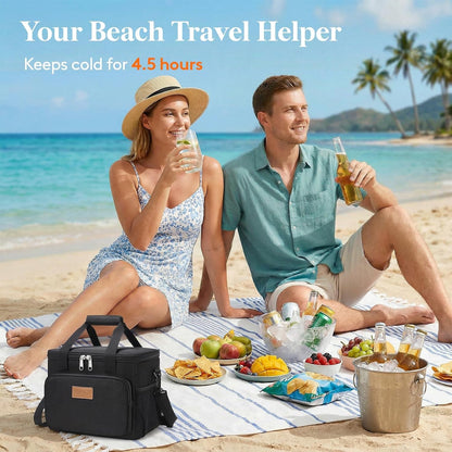 Medium Lunch Bag, Insulated Lunch Box, Soft Cooler Cooling Tote for Adult Men Women, Black 12-Can (9L)2