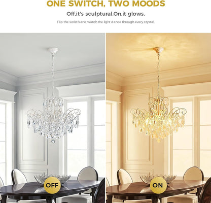 6-Light Crystal Chandelier Pendant Light, Height Adjustable3