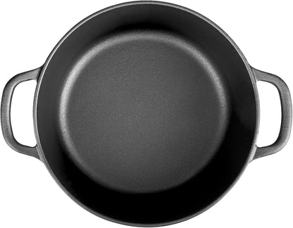 Pre-Seasoned Cast Iron Dutch Oven Pot with Lid Dual Handle, Sourdough Bread Baking Pots, Bread Oven, Camping, Grill, Induction, Electric, round 5 Quart, Black4