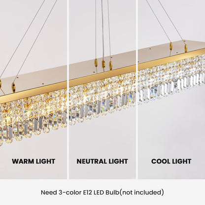 Rectangle K9 Crystal Chandelier Modern Gold Crystal Chandelier Rectangular Pendant Lighting Fixture for Dining Room Kitchen Island Bedroom L59'' X W10'' X H9''3
