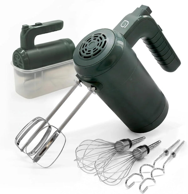 Eco Series Electric Hand Mixer, 5 Speed Ultra Power Handheld Mixer with Stainless Steel Whisks, Beaters & Dough Hooks + Eject Button, 350W Kitchen Mixer with Snap-On Storage Case - GREEN1