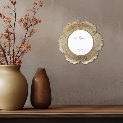 Circular Gold Floral Photo Frame / 4X4 in | for Tabletop Display | Perfect for Home Decor, Wedding, Graduation, or Milestone Photos5