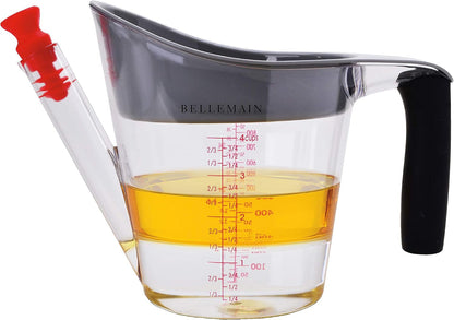 4-Cup Fat Separator/Measuring Cup with Strainer & Fat Stopper / 1 Liter Capacity1