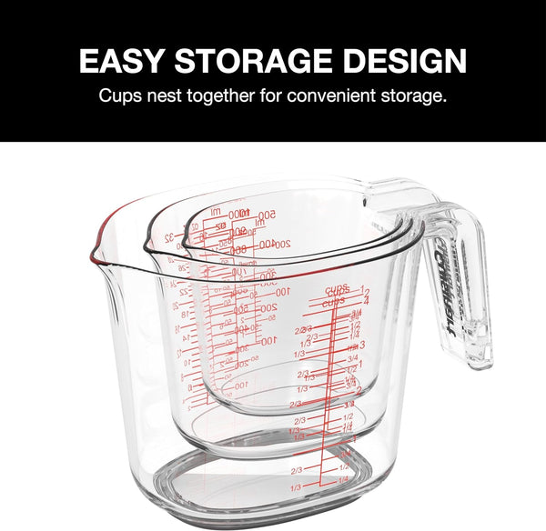 Nesting Liquid Measuring Cups, Clear, 3-Piece, CTG-00-3MC3
