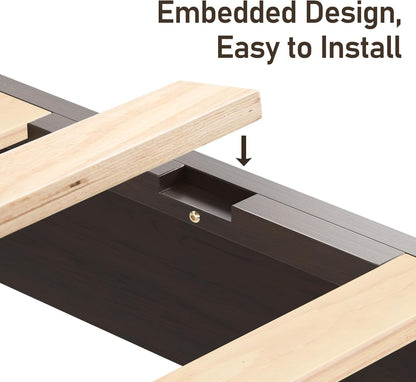 King Bed Frame with Headboard, Solid Wood Bed Frame King Size with Charging Station & RGB LED, Wood Slats Support, Noise-Free, Sturdy Structure, Easy Assembly, Walnut10