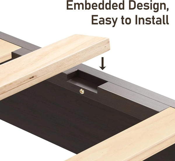 King Bed Frame with Headboard, Solid Wood Bed Frame King Size with Charging Station & RGB LED, Wood Slats Support, Noise-Free, Sturdy Structure, Easy Assembly, Walnut10