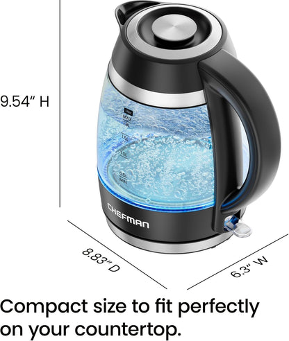 Electric Kettle, 1.8L 1500W, Hot Water Boiler, Removable Lid for Easy Cleaning, Auto Shut Off, Boil-Dry Protection, Stainless Steel Filter, BPA Free, Borosilicate Glass Electric Tea Kettle8