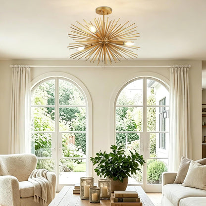 20In 4-Light Gold Sputnik Chandelier Ceiling Light Fixture6