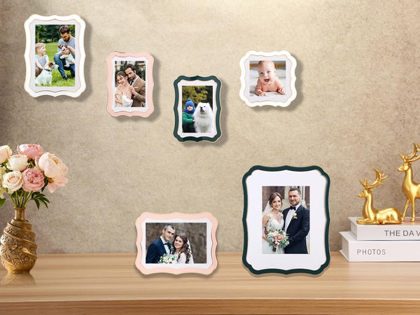 High-End Zinc Alloy 5X7'' White Picture Frame - Classic Vintage Scalloped Design with Enamel Finish & 4X6'' Premium Acid-Free White Mat, Luxury Velvet Back for Weddings & Home Decor6