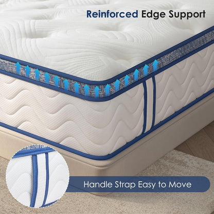 10 Inch Twin Hybrid Mattress in a Box with Memory Foam and Pocket Springs for Pressure Relief, Medium Firm Motion Isolation,Certipur-Us,365 Night Trial,6