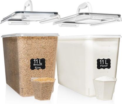 2 PC (11L | 372 Oz) Flour Sugar Storage Containers with Easy Carry Handle - Plastic Extra Large Food Storage Containers with Lids for Rice Cereal, BPA Free & Airtight Kitchen Pantry Organization1