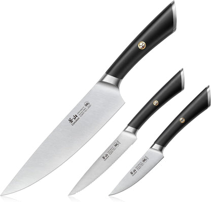 ELBERT Series German Steel Forged Starter Knife Sets (Black, 3-Piece)1