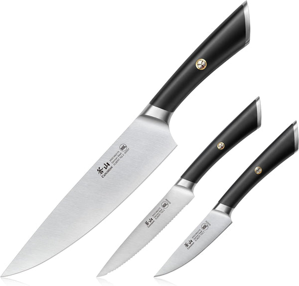 ELBERT Series German Steel Forged Starter Knife Sets (Black, 3-Piece)1
