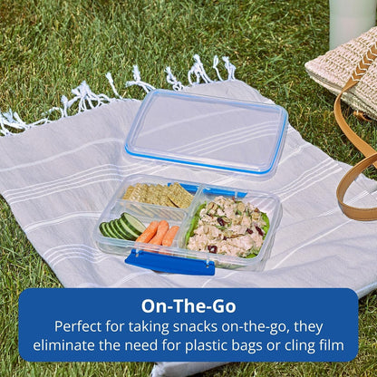 Rubbermaid Pack & Go Set with Two 350 Ml Containers and Two 820 Ml Containers, Divided Compartments, Meal Prep Containers with Secure Seal Lids5