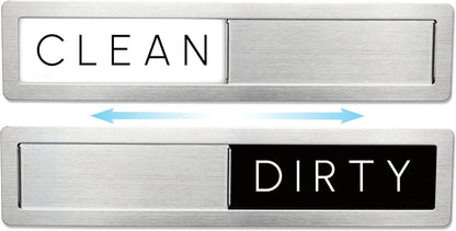 Stainless Steel Dishwasher Magnet Clean Dirty Sign - Premium Magnetic Signs That Say Clean/Dirty - Optional Sticker Adhesive for Non-Metal Surface Dish Washers - Black & White Minimalistic Style1