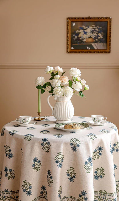 Designer French Linen round Tablecloth,Diameter 55"-Mosella F3