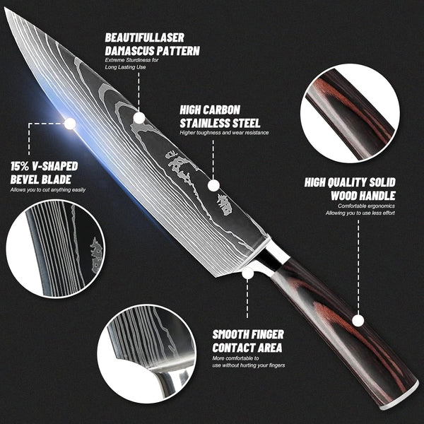 7-Piece Kitchen Knife Set with Magnetic Block - High Carbon Stainless Steel, Hand-Forged, Dishwasher Safe - Professional Knives Set with Block, Versatile Knife Sets for Kitchen2