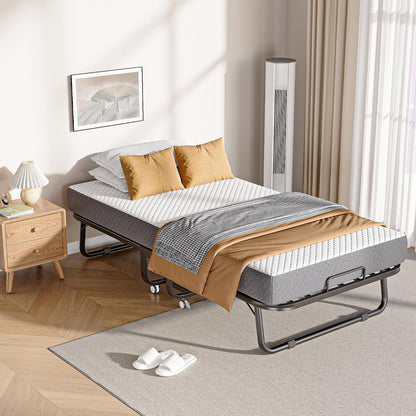 Folding Bed, Portable Foldable Bed with Movable Wheels, 75" X 31"7