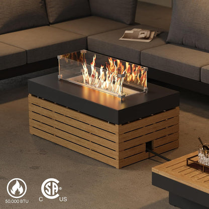 Patio Conversation Sets with Fire Pit, Teak Outdoor Sofa Set2