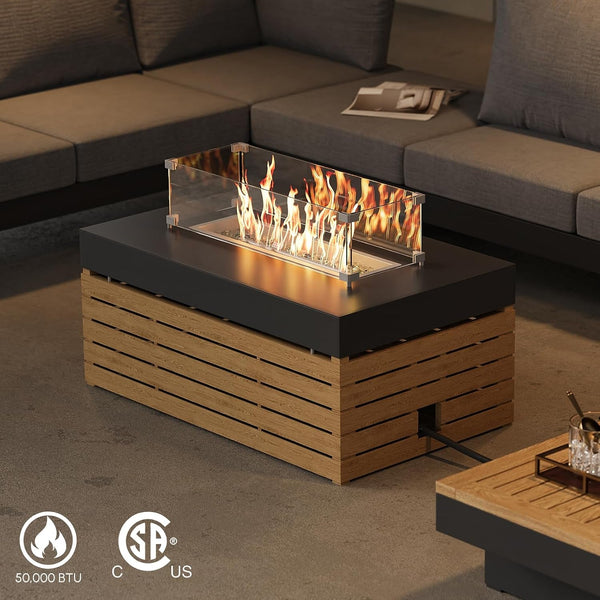 Patio Conversation Sets with Fire Pit, Teak Outdoor Sofa Set2