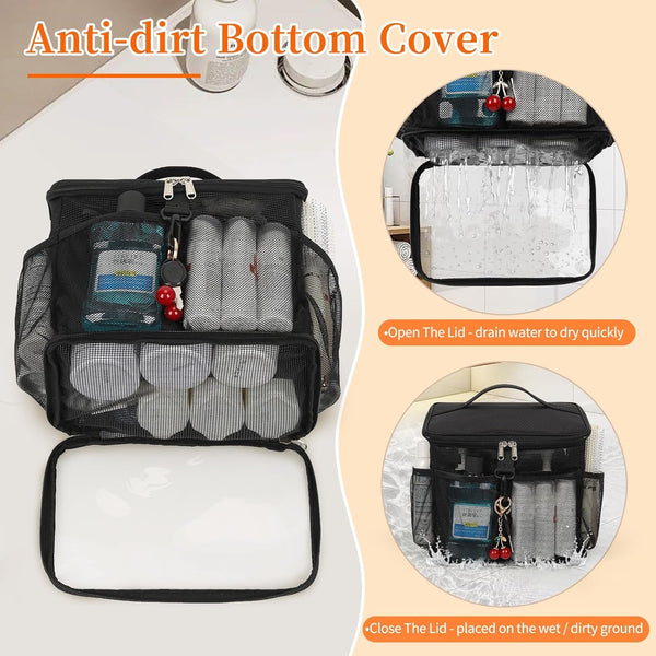 Shower Caddy Portable Mesh Shower Tote for Bathroom, Gym, Travel, Camping - Quick Dry Hanging Organizer Toiletry Bag with Handle for College Dorm Room, Men & Women5