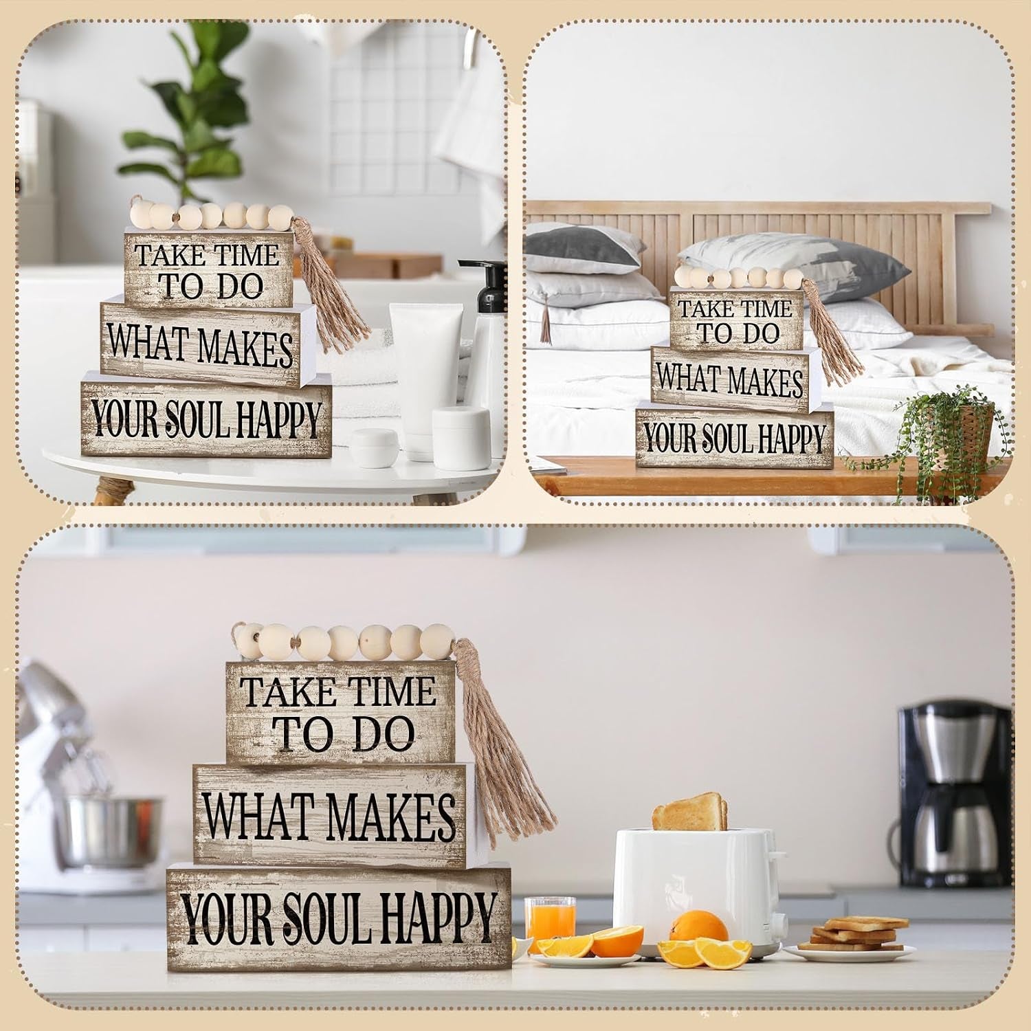 4-pcs-farmhouse-tabletop-decoration-inspirational-tiered-tray-decor-rustic-wooden-block-sign-take-time-to-do-what-makes-your-soul-happy-blocks-with-beads-tassel-home-shelf-centerpiece