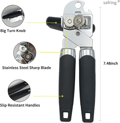 Can Opener Manual, Handheld Strong Heavy Duty Stainless Steel Can Opener, Comfortable Handle, Sharp Blade Smooth Edge, Can Openers with Multifunctional Bottle Opener3