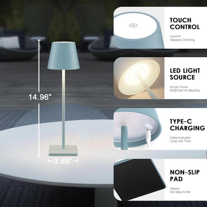 Blue Cordless Table Lamp, 5000Mah Portable LED Rechargeable Lamp7