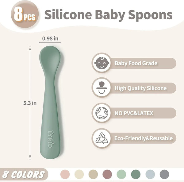 8 Pcs Silicone Baby Spoons Infant Utensils for First Stage Feeding | Soft Chewable Tips Soothe Gums, Encourages Self-Feeding, Ideal for Infant Led Weaning , Bpa-Free, Dishwasher & Boil-Safe2