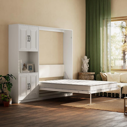 Mordern Murphy Bed Queen for Space-Saving, Foldable Wall Bed with Gas Struts, Heavy-Duty Hydraulic Lift Cabinet Bed for Home Office, Guest Room, Studio Apartment (1 Cabinet)4