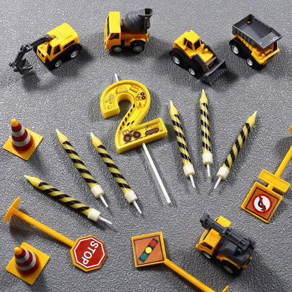 Number 2 Construction Birthday Candles, 17 Pcs Construction Cake Toppers5