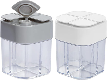 2 Pack Spice Container Salt and Pepper Seasoning Shaker Jars White Grey1