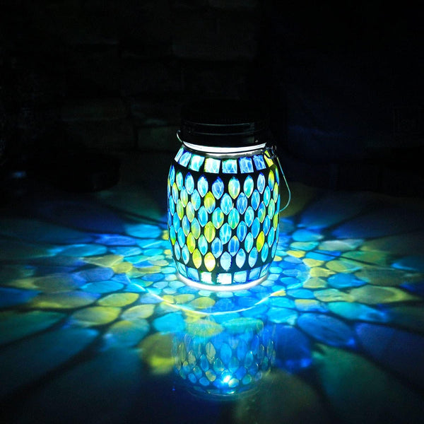Solar Mosaic Glass Solar Hanging Lantern, Waterproof Outdoor Garden Light1