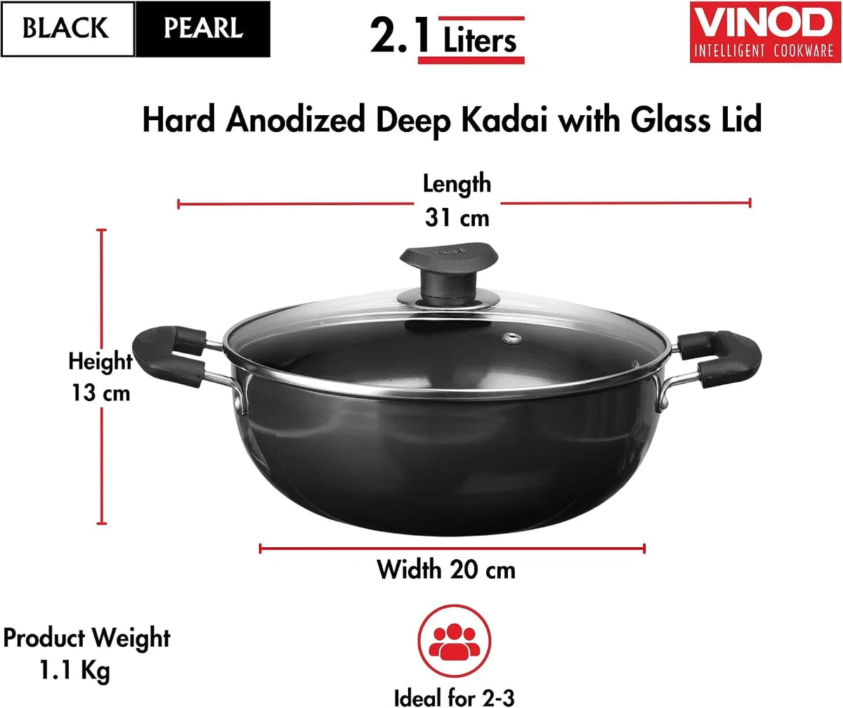 cookware-professional-deep-kadhai-2-1-liters2-2-quarts-20cm-glass-lid-included-multi-use-hard-anodized-wok-pot-suitable-for-indian-cooking-sauces-pasta-stews-soups-riveted-handles