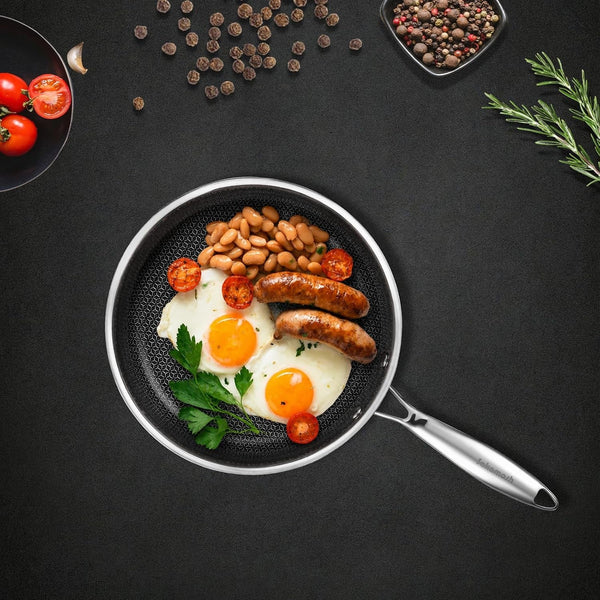 8" Hybrid Nonstick Frying Pan, Stainless Steel, Induction Safe | Pfas/Pfoa/Ptfe-Free Ceramic Pan, Dishwasher & Oven Safe, Stay-Cool Handle,Compatible with All Cooktops9